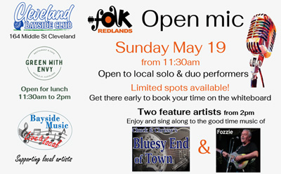 Folk Redlands - Open Mic 11.30am - May 19th
